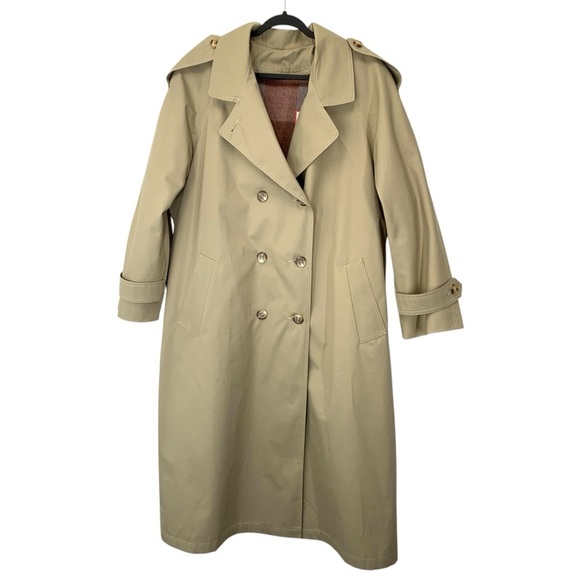 Tomme Trench Coat Womens 16 Beige Tan Blanket Lined Belted Long Quality Vtg 80’s - Picture 6 of 14